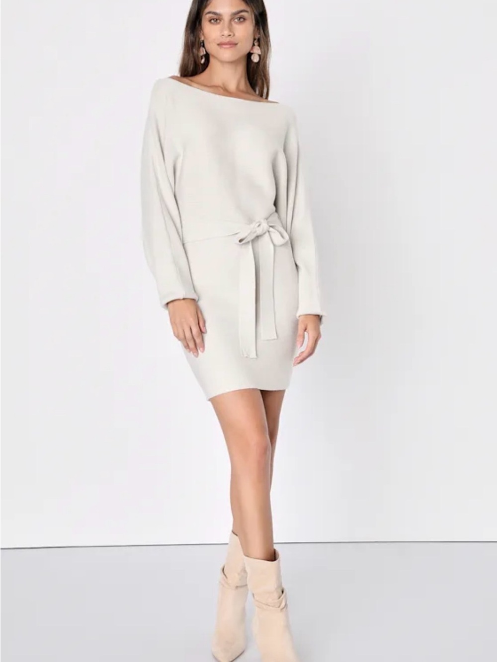 Lulu's Modern Comfort Ivory Dolman Sleeve Mini Sweater Dress
